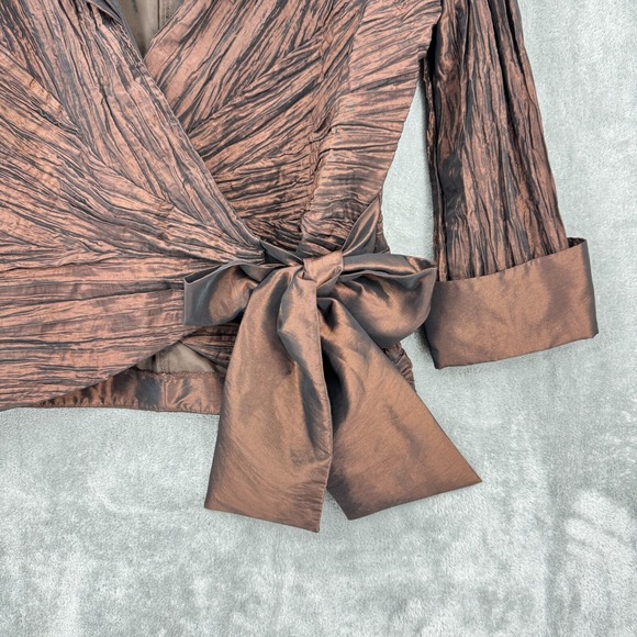 Cachet Blouse Womens 10 Wrap Tie Crinkle Crepe Evening Event Career Holiday Zip - Picture 5 of 11